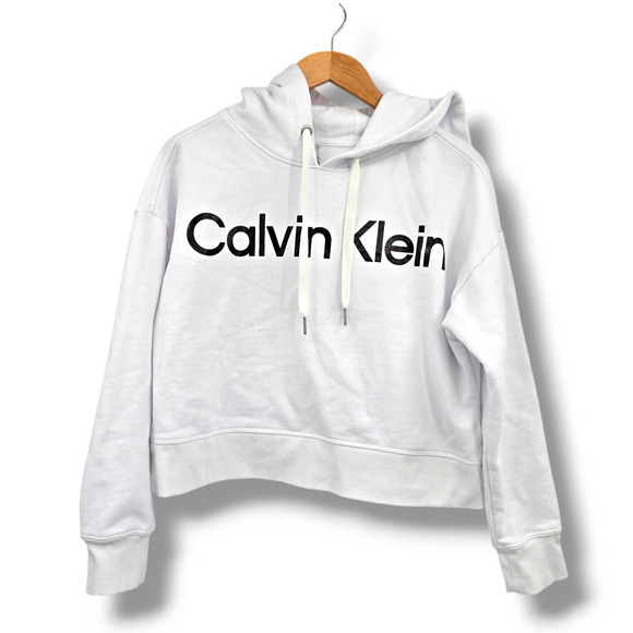 Calvin Klein Performance Women's Logo Cropped Oversized Hoodie Sweatshirt Size M - Picture 1 of 11